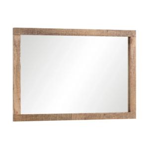 Massiver Badezimmerspiegel Blackdale aus Mangoholz, lackiert, braun – 100×65 cm