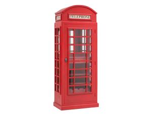 Massive Bar-Schrank „Telefonzelle“, lackiert, rot – 78×44×200 cm