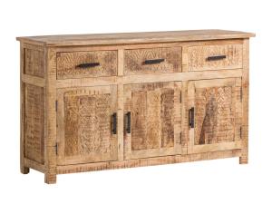 Massiver Küchenbuffet Mumbai aus Mangoholz, lackiert, braun – 140×42×80 cm