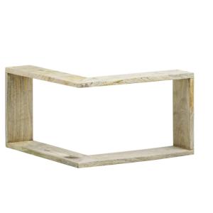 Massives Eckregal Alcudia aus Mango-Holz, lackiert, natürliche Farbe