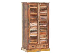 Massiver Kleiderschrank Wakefield aus recyceltem Holz, lackiert, mehrfarbig – 90×60×180 cm