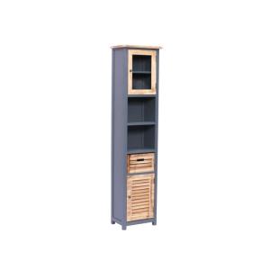 Hochschrank Kansas für das Badezimmer, Material Paulownia / MDF, lackiert, grau – 45×30×186 cm