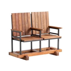 Massive Cobi Bank aus recyceltem Holz, lackiert, braun – 103×50×92 cm