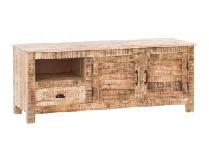 Massiver TV-Schrank Caribou aus Mangoholz, lackiert, natürliche Farbe – 150×50×60 cm