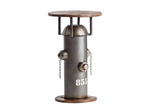 Massiver Schminktisch Bolton aus Mango-Holz und Metall, lackiert, silber – rund