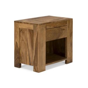 Massiver Nachttisch aus Palisander, lackiert, braun – 55×35×50 cm