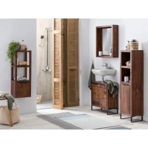 Massives Badezimmerschrank-Set Dark Sydney aus Akazie, lackiert, braun