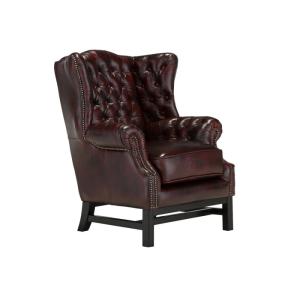 Massive Chesterfield Kingsfield Sessel aus echtem Leder, braun – 89×79×104 cm