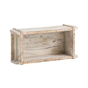 Massives Wandregal in Ziegelform aus recyceltem Holz, lackiert, weiß – 33×15×10 cm