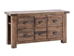 Massive Unterschrank für das Waschbecken Cancún aus recycelter Kiefer, lackiert, braun