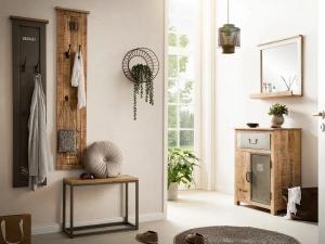 Massives Flur-Set Pune aus Mangoholz, lackiert, braun – 5 Stück