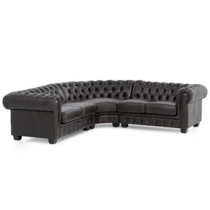 Ecksofa Chesterfield aus braunem Echtleder, 236×236×74 cm