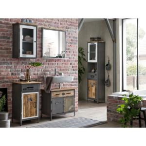 Massive Badezimmerschrank Pinetown aus Mango-Holz, lackiert, mehrfarbig