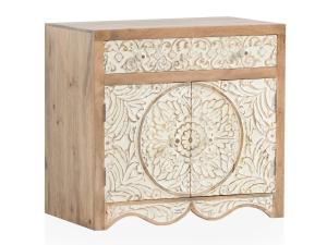 Massive Waschbeckenunterschrank Delhi aus Mangoholz, lackiert, braun – 80 cm