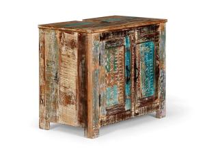 Massive Waschbeckenunterschrank Blue Lagoon aus Mangoholz, lackiert, farbenfroh – 70×40×61 cm