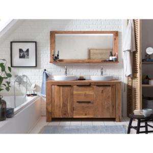 Massives Badmöbel-Set Auckland II aus Akazie, lackiert, braun