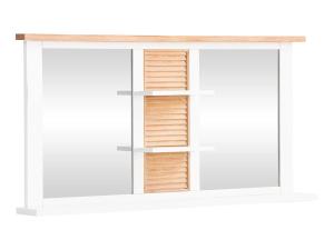 Massiver Badezimmer Spiegel Capera aus lackierter Kiefer, weiß/braun – 140×70 cm