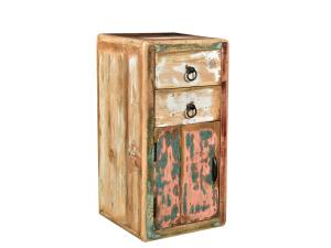 Massive Badezimmer-Unterschrank Calcutta aus recyceltem Holz, lackiert, mehrfarbig – 35×35×70 cm