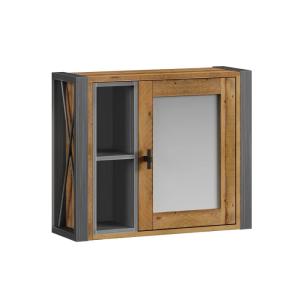 Massive Badezimmerspiegel-Schränke Detroit aus recycelter Kiefer, lackiert, braun – 60×20×50 cm