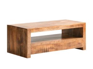 Massiver TV-Tisch Country aus Mangoholz, lackiert, braun – 115×45×55 cm