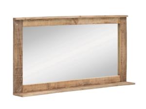 Massiver Badezimmerspiegel Pune II aus Mangoholz, lackiert, natürliche Farbe – 124×65 cm