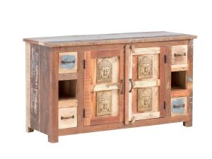 Massive Unterbaunische Sumana aus recyceltem Holz, lackiert, braun – 130×50×75 cm