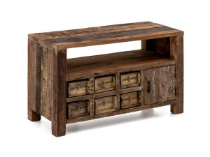 Massiver TV-Tisch Madurai aus recyceltem Holz, braun, unbehandelt – 90×40×55 cm