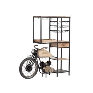 Massive Weinkiste aus Mangoholz und Stahl, lackiert, natur und schwarz