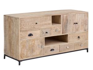 Massive Waschtischunterschrank Laos aus Mango-Holz, lackiert, natürliche Farbe – 146×50×76 cm