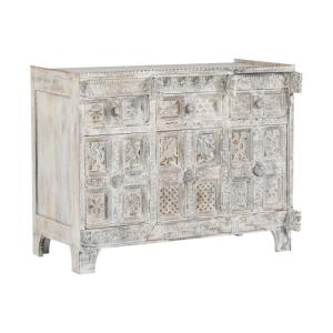 Massiver Damchaya Besteckschrank aus Mango-Holz, lackiert, weiß – 130×70×104 cm