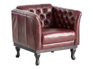Massiver Chesterfield Sessel Dover aus echtem Leder, rot