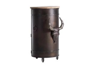 Massiver Bartisch Yorkshire aus Mango-Holz und Metall, lackiert, schwarz – rund