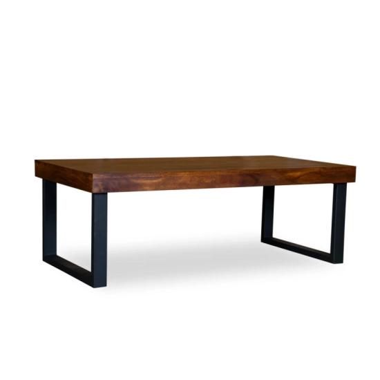 Masivní konferenční stolek Ettrick z akácie, lakovaný, hnědý – 116×57×40 cm