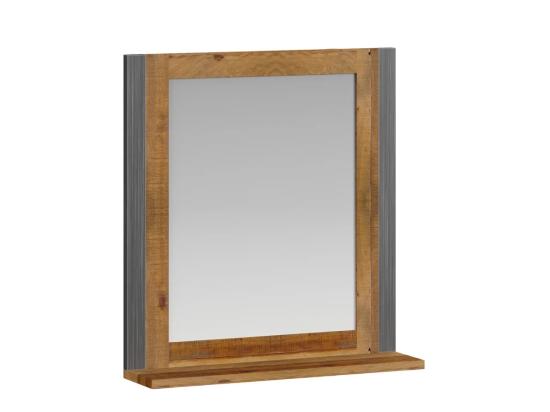 Masivní koupelnové zrcadlo Detroit z recyklované borovice a kovu, lakované, hnědé – 60×15×65 cm