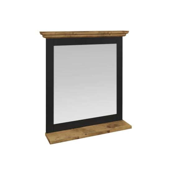 Masivní koupelnové zrcadlo Kenya z borovice a MDF, lakované, černé – 73×15×78 cm