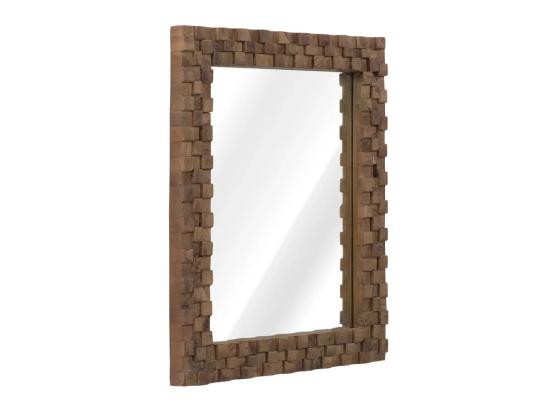 Masivní zrcadlo Abadi z akáciového a mangového dřeva, lakované, hnědé – 75×63 cm