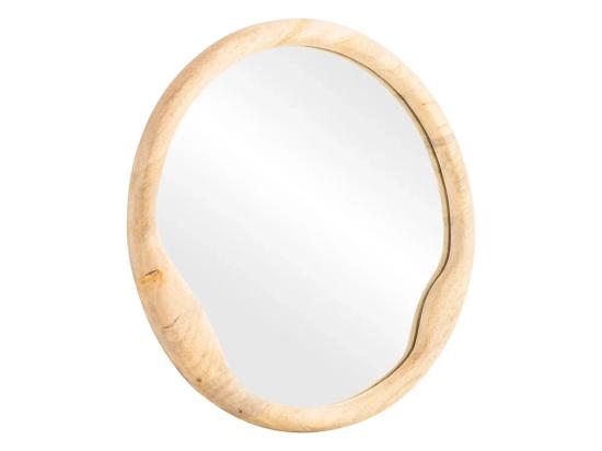 Masivní zrcadlo Barani z mangového dřeva, lakované, hnědé – kulaté