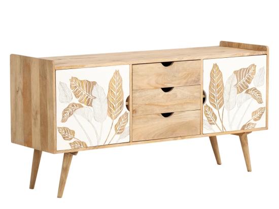 Masivní skříňka pod umyvadlo Barani z mangového dřeva, lakovaná, hnědá – 150×42×75 cm