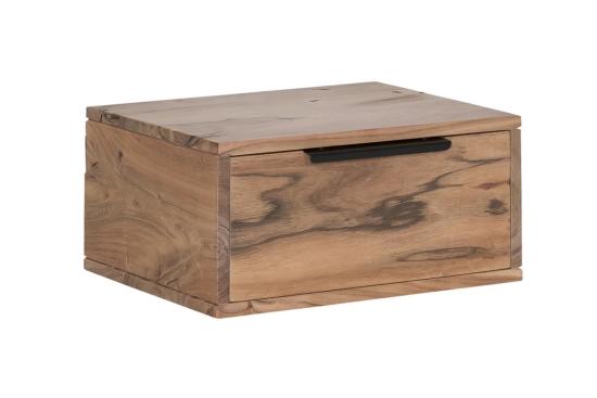 Masivní nástěnná police Auckland s zásuvkou, akát, lakovaná, hnědá