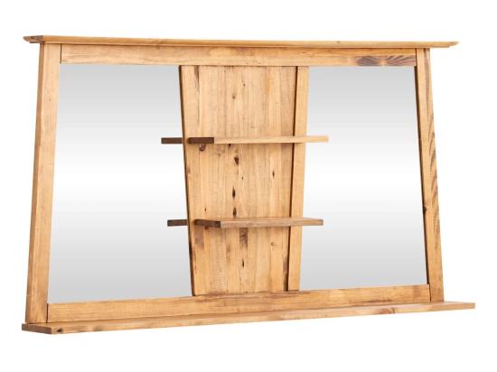 Masivní koupelnové zrcadlo Rangoon z borovice, lakované – 140×72 cm