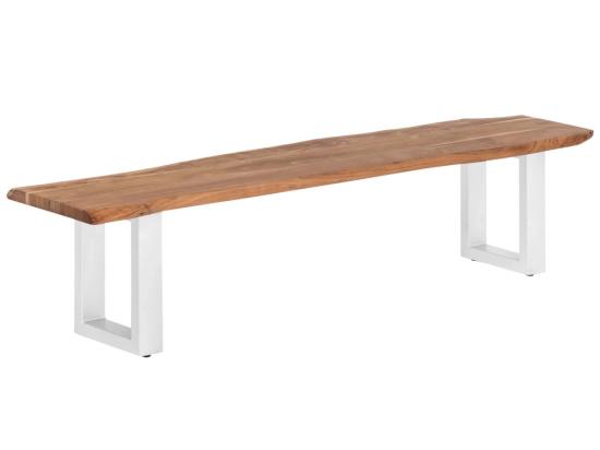 Masivní lavice Bullwer z akáciového dřeva, lakovaná, hnědá – 190×40 cm