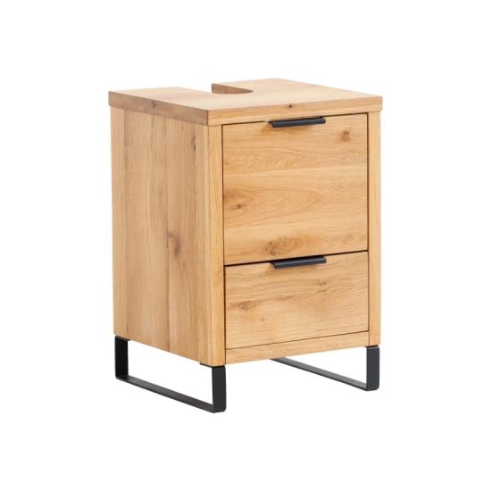 Masivní umyvadlová skříňka Sydney z divokého dubu, olejovaná, hnědá – 40×40×60 cm