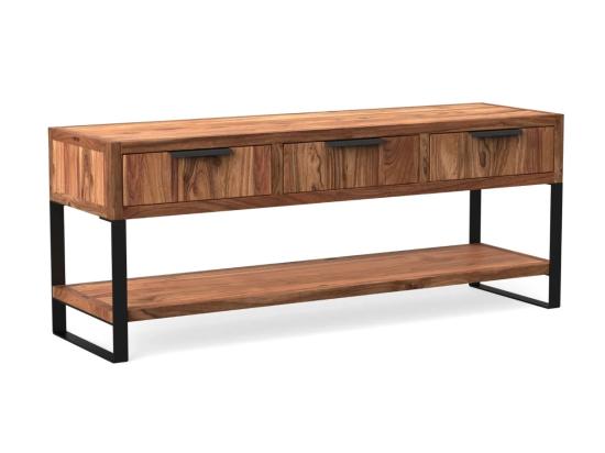 Masivní TV stolek Sydney z akácie, lakovaný, hnědý – 137×45×55 cm