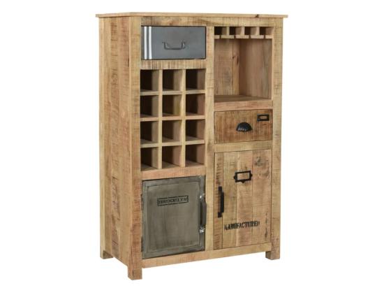 Masivní komoda Highboard Pune z mangového dřeva, lakovaná, přírodní barva – 80×43×110 cm