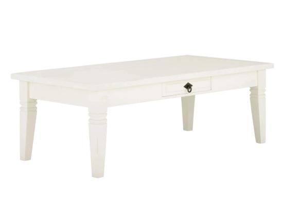 Masivní konferenční stolek Catana z borovice, lakovaný, bílý – 130×65×45 cm