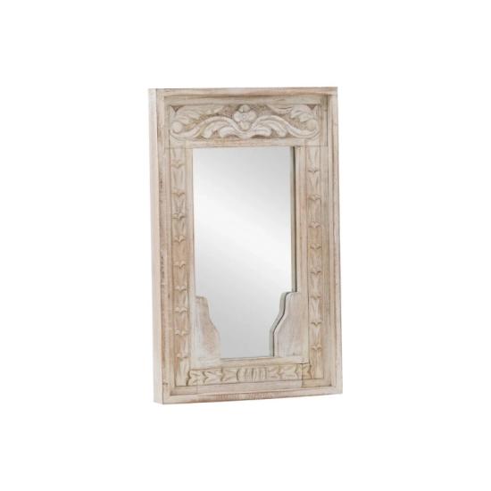 Masivní zrcadlo Damchaya z mangového dřeva, lakované, bílé – 39×5×62 cm