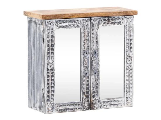 Masivní zrcadlová skříňka Santa Cruz z dřeva Mango, šedá