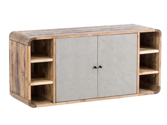 Masivní podstavec pod umyvadlo z recyklované borovice, lakovaný, šedý – 130×60×45 cm