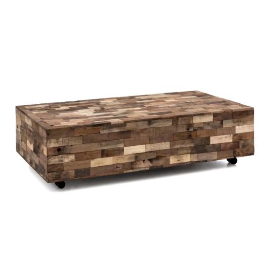 Masivní konferenční stolek Kavali z recyklovaného starého dřeva, nezpracovaný, hnědý – 150×75×40 cm