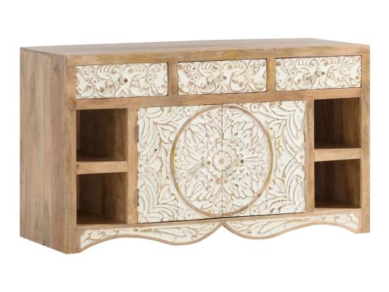 Masivní umyvadlo Delhi 130 cm z mangového dřeva, lakované, hnědé